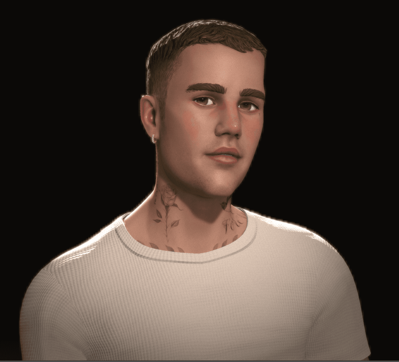 Close-up of Justin Bieber avatar