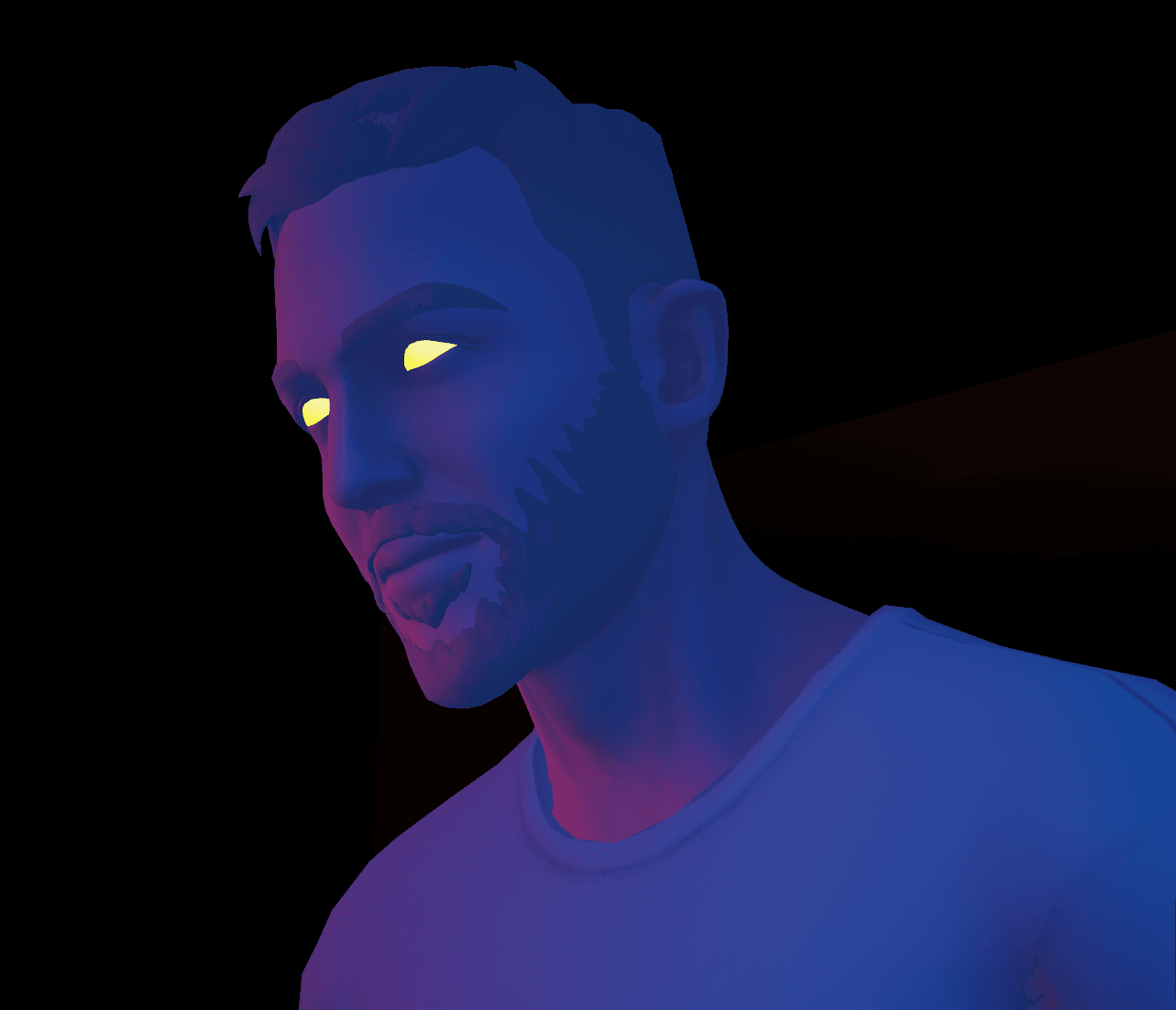 Calvin Harris avatar with blue and purple gradient lighting