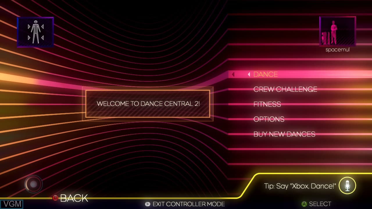 Dance Central 2 menu screen