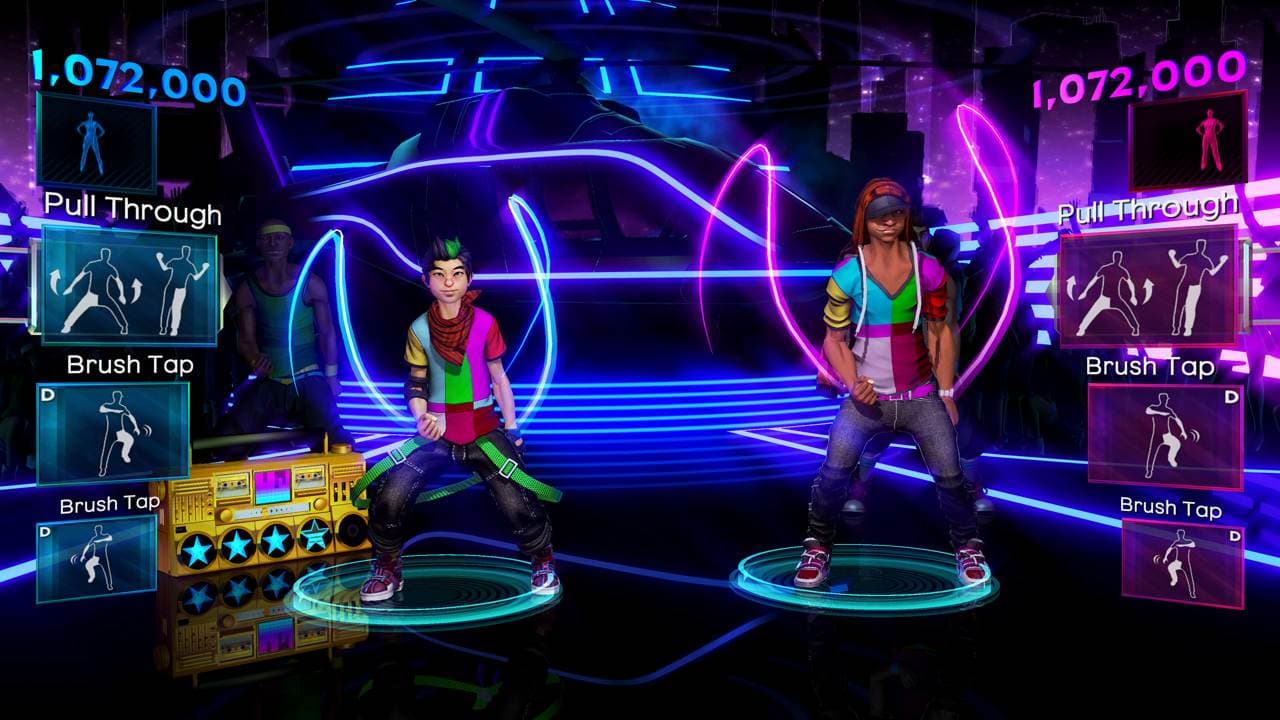 Dance Central 2 high-energy neon stage