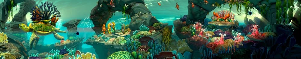 Fantasia underwater realm with vibrant coral reefs