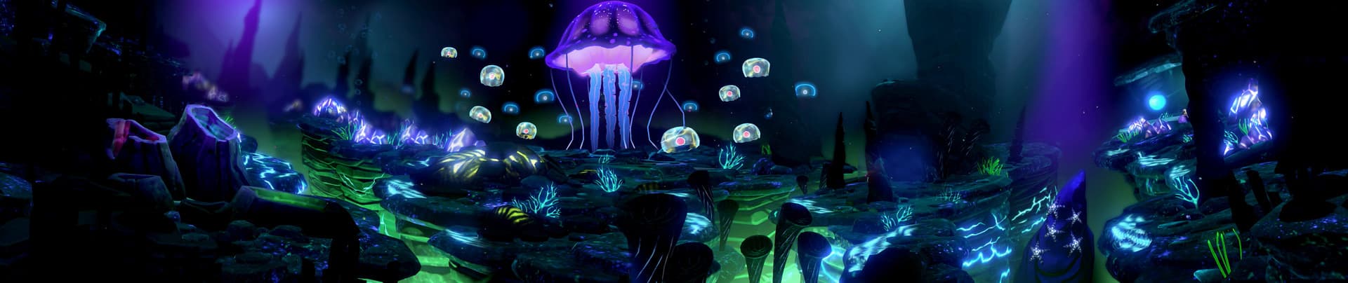 Fantasia bioluminescent underwater cave