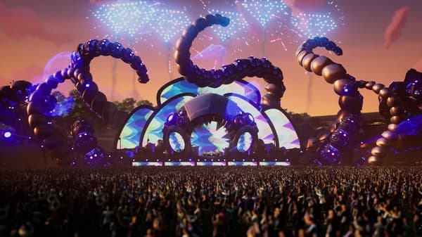 Festival stage with giant octopus structures