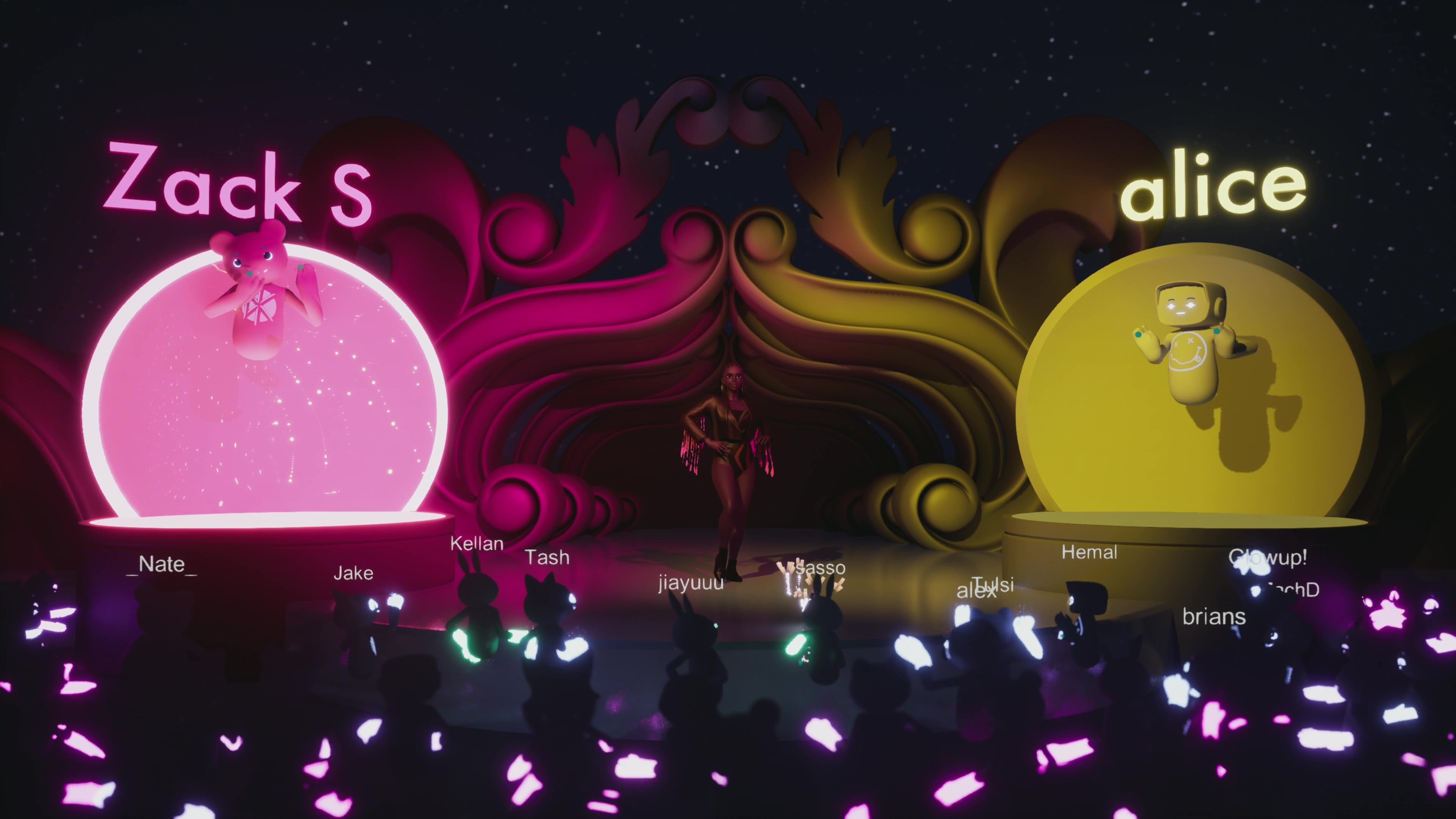 Stage with dual glowing circular portals