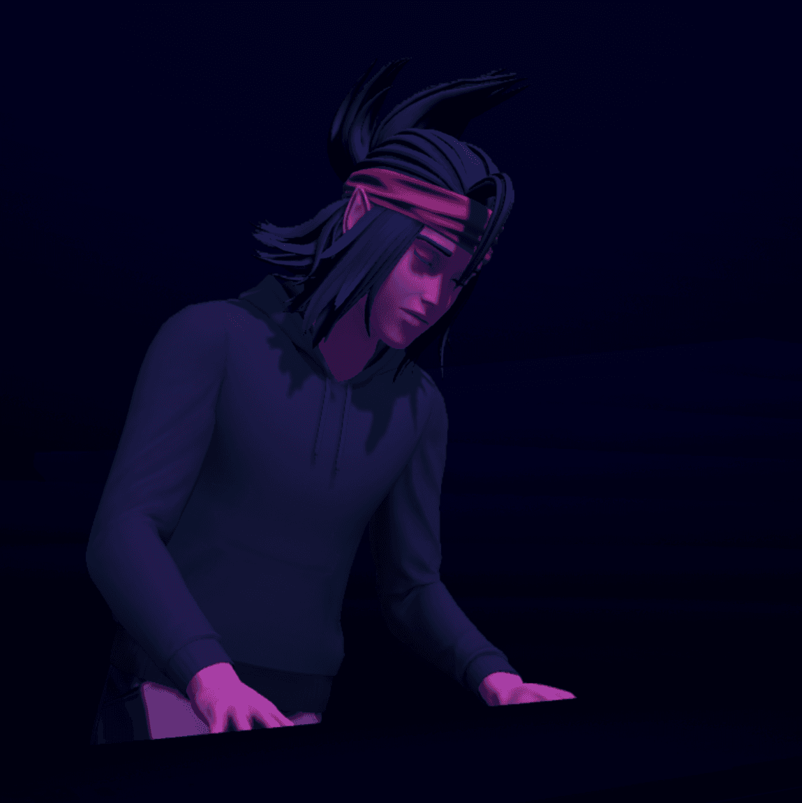 Teflon Sega character with headphones