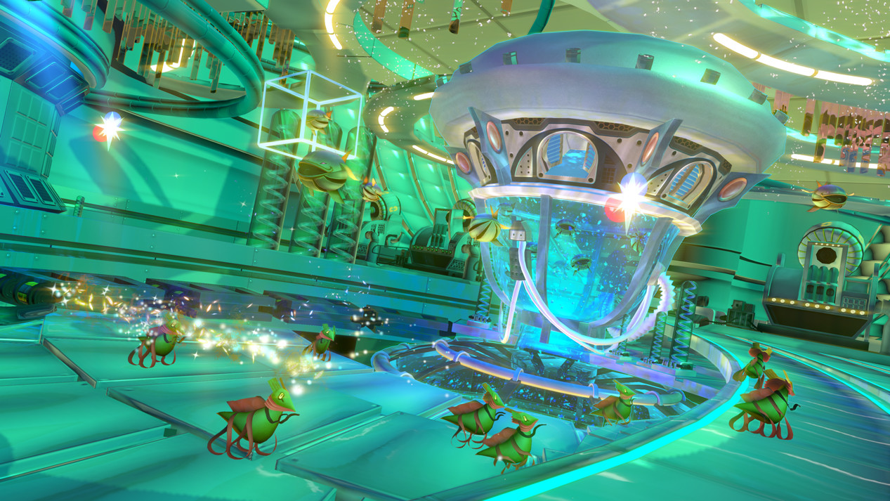 Lab, teal lighting