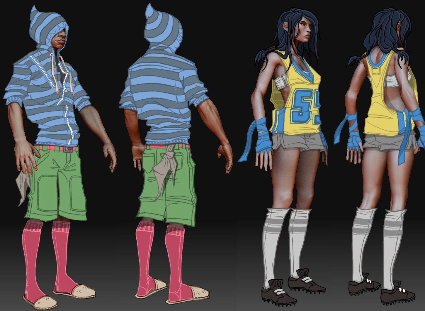 Mo and Emilia, model sheet concepts by Matt Perlot