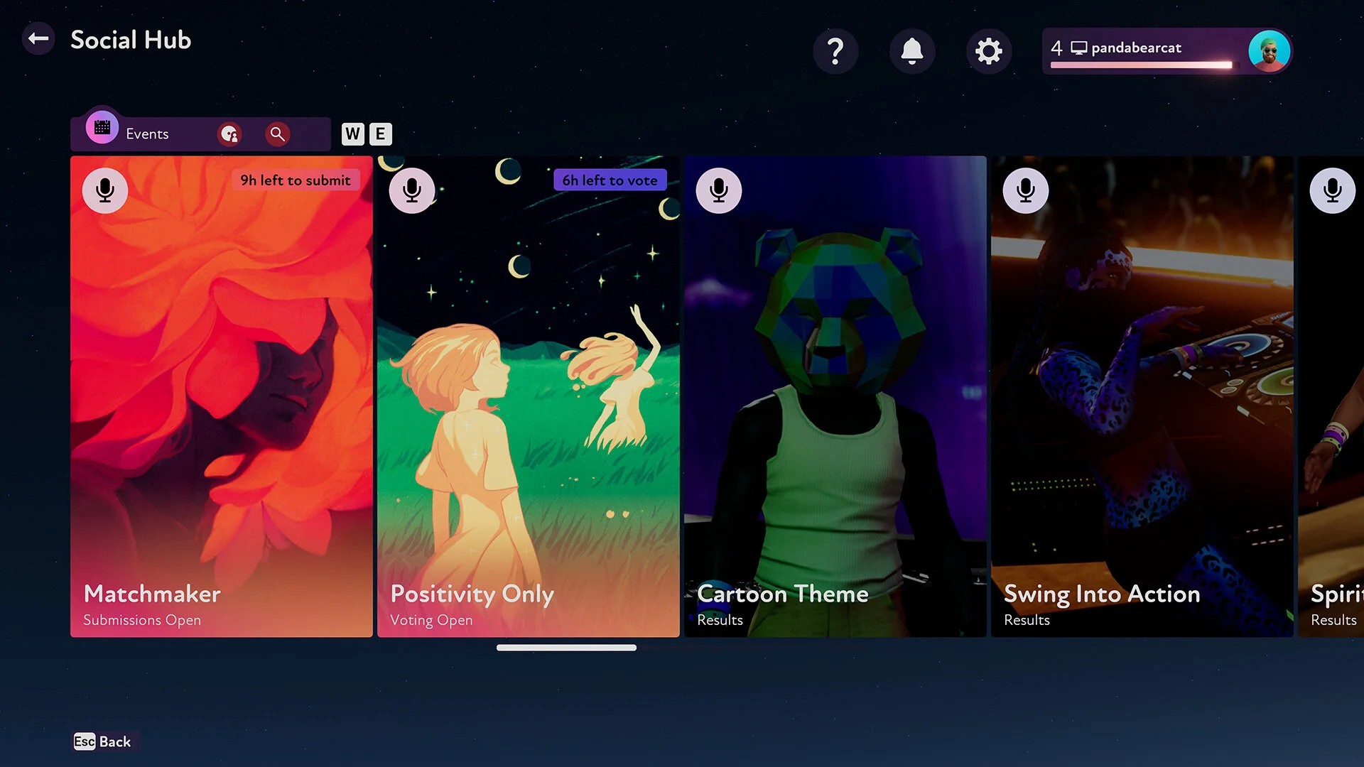 Social hub UI