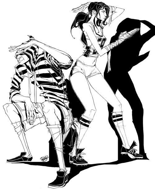 Mo and Emilia, sketch concepts by Matt Perlot
