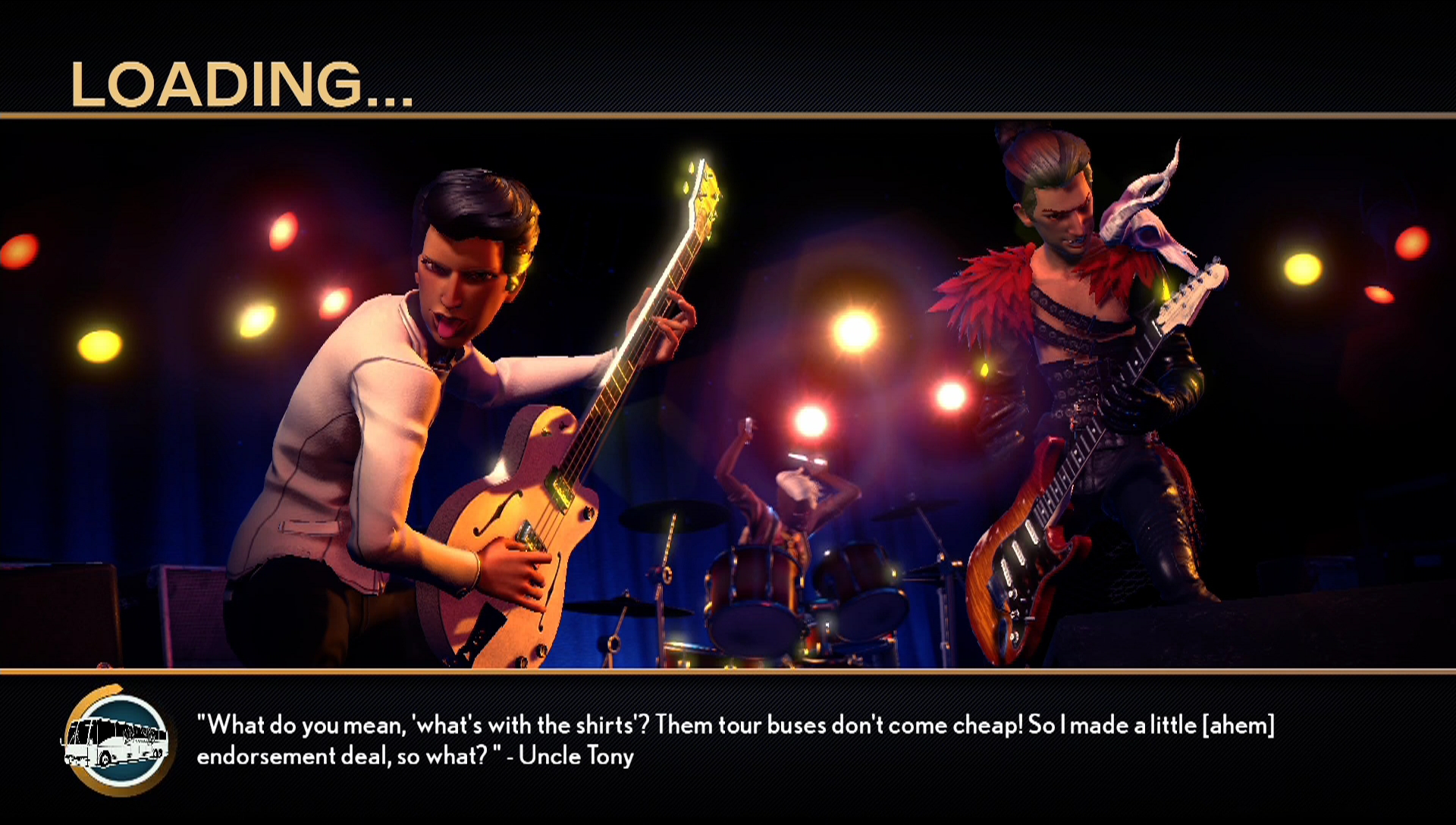 Loading screen with a tour manager quote